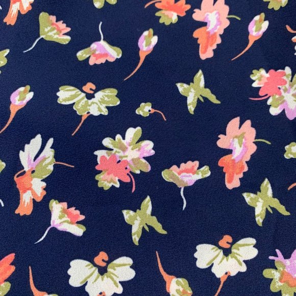 Mi Ami Womens Blouse Shirt Size XS Navy Blue Floral 3/4 Sleeves Button Back Top - Picture 4 of 7